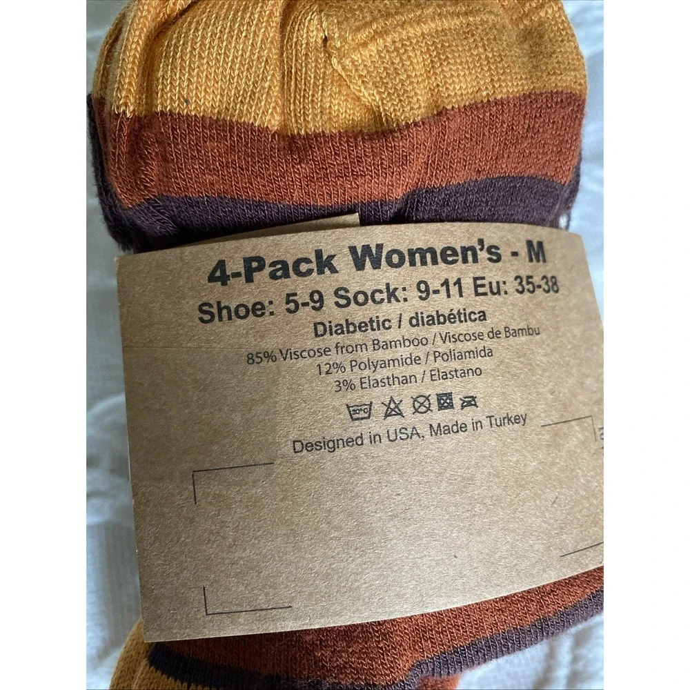 7BigStars Kingdom Women Bamboo Diabetic Fall Pattern Quarter‎ Socks M 4 Pack
